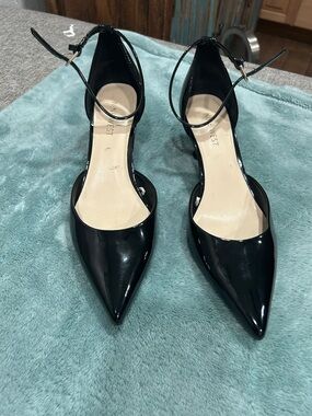 Nine West Black Patent Pointed Toe Ankle-Strap Heels